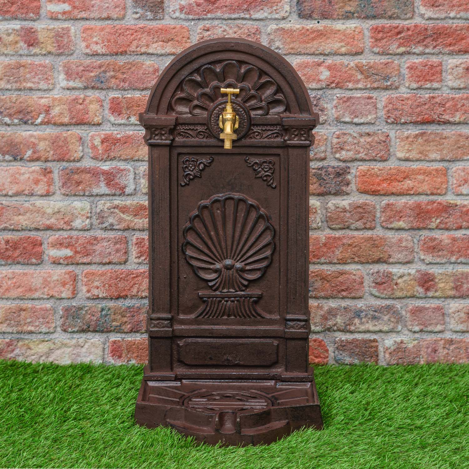 Standbrunnen Brunnen Waschbecken Eisen Wandbrunnen Antik-Stil 69cm braun