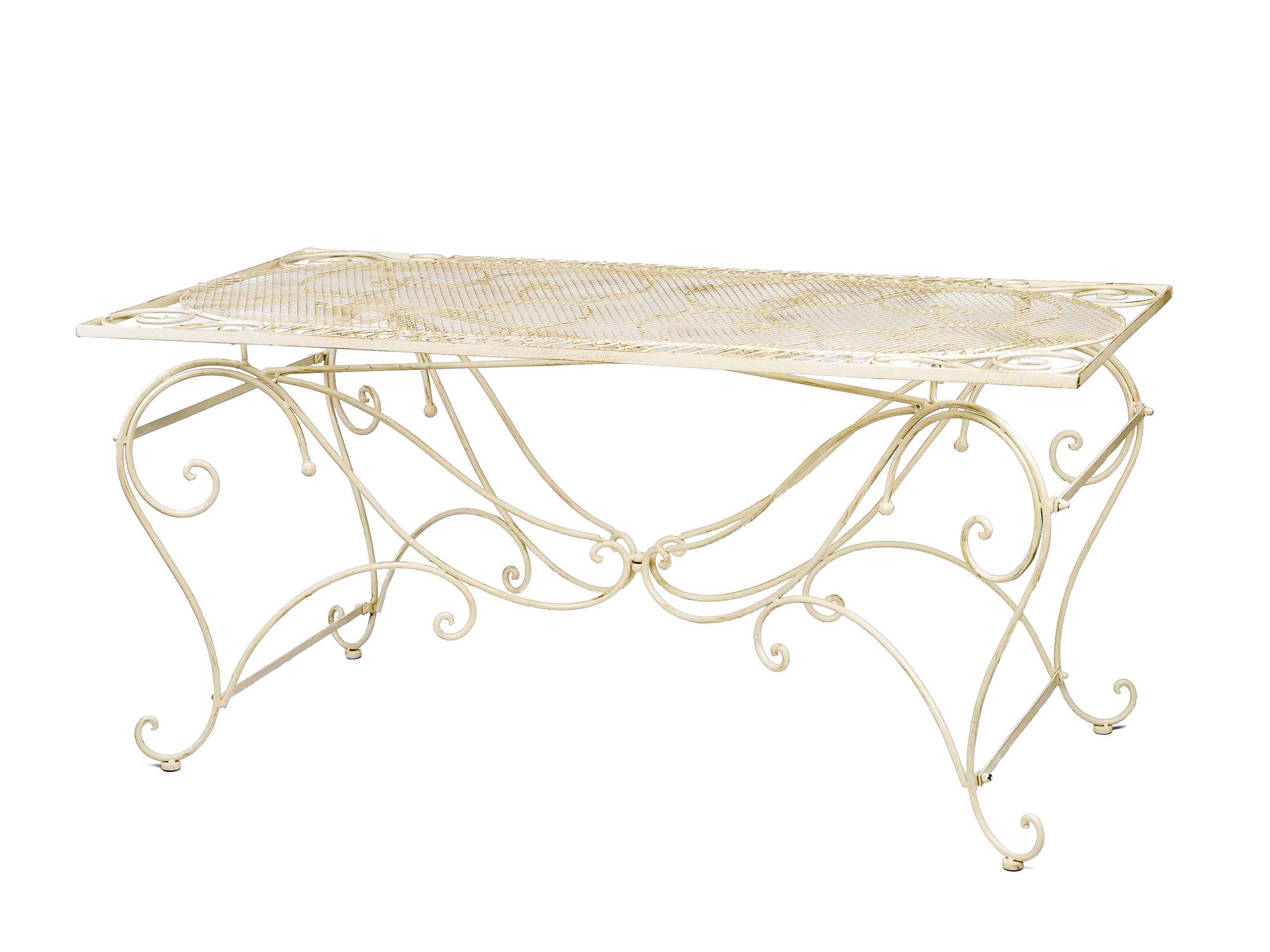 Tisch 30kg Gartentisch Esstisch Eisen Nostalgie antik Stil 160x80cm cremeweiss
