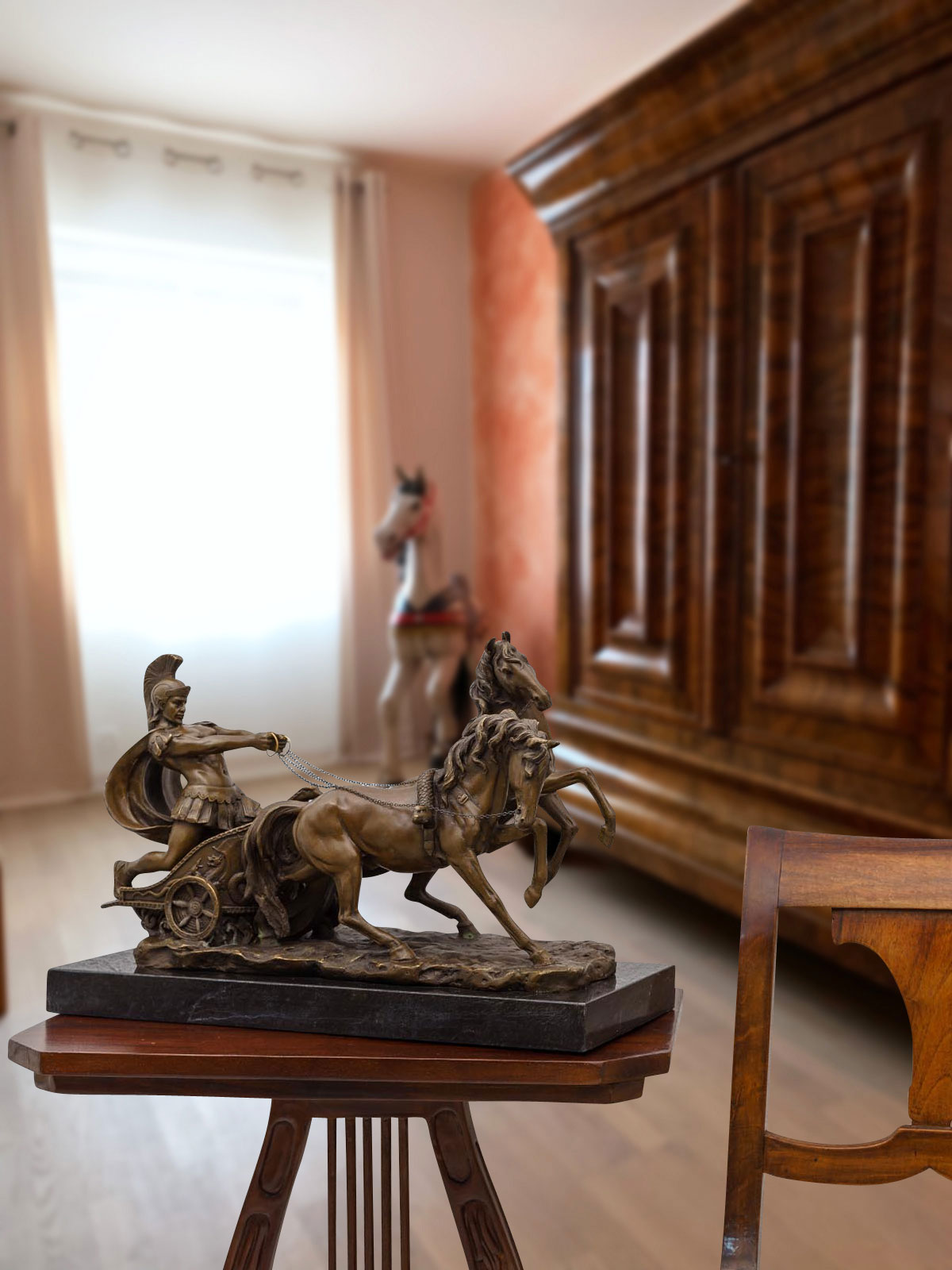 Bronzeskulptur Römer im Streitwagen nach Adrian Jones Reiter Bronze 51cm