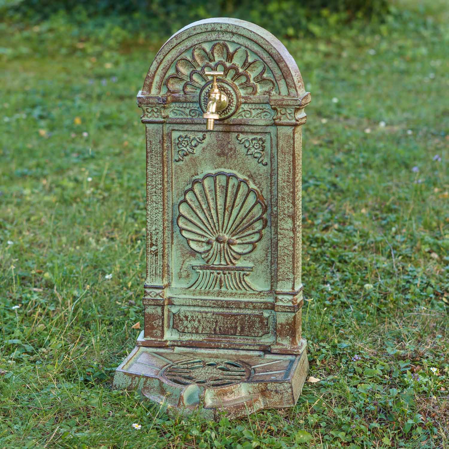 Standbrunnen Brunnen Waschbecken Eisen Wandbrunnen Antik-Stil 69cm grün