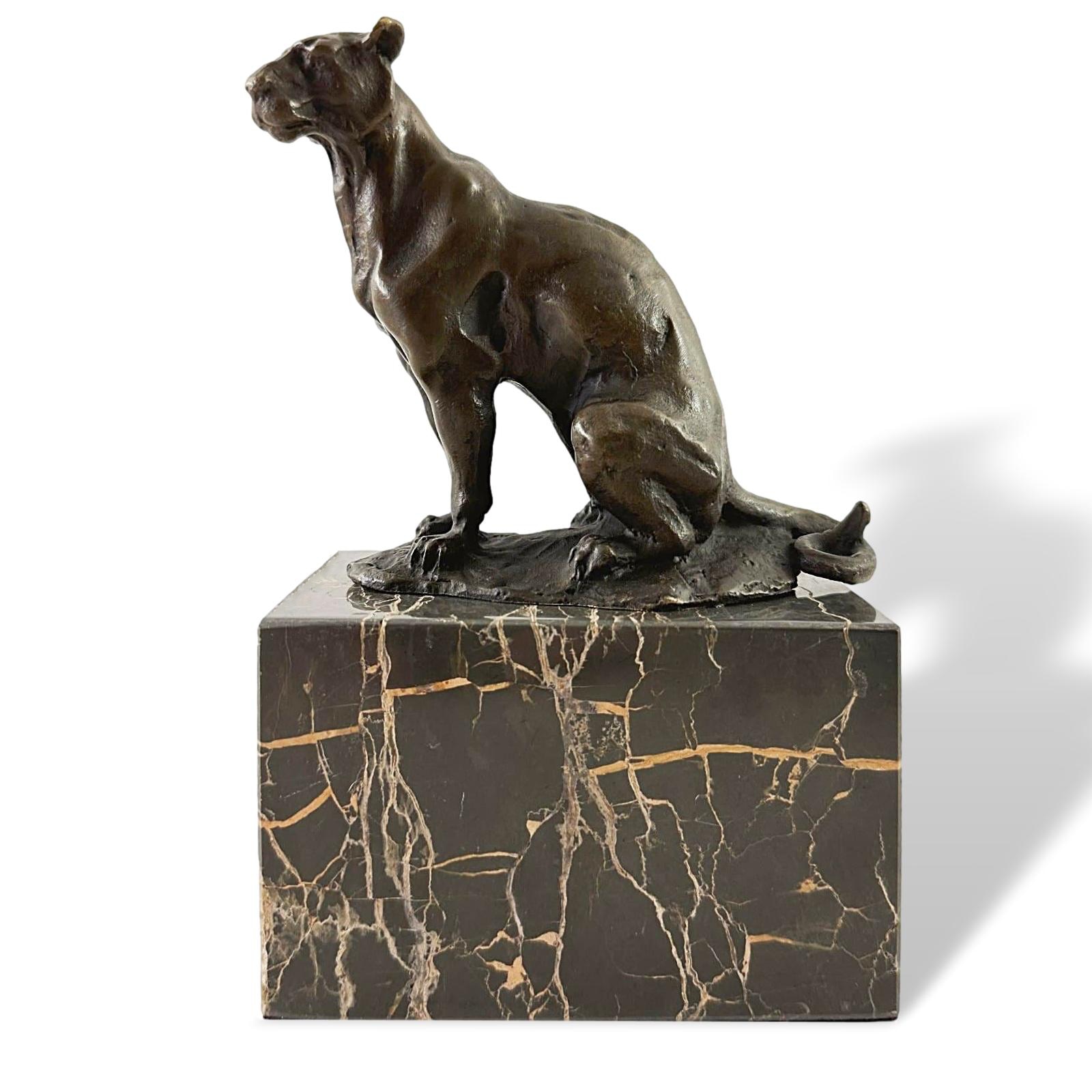 Figurine en bronze Puma Panther Leopard réplique copie d'après de Carvin