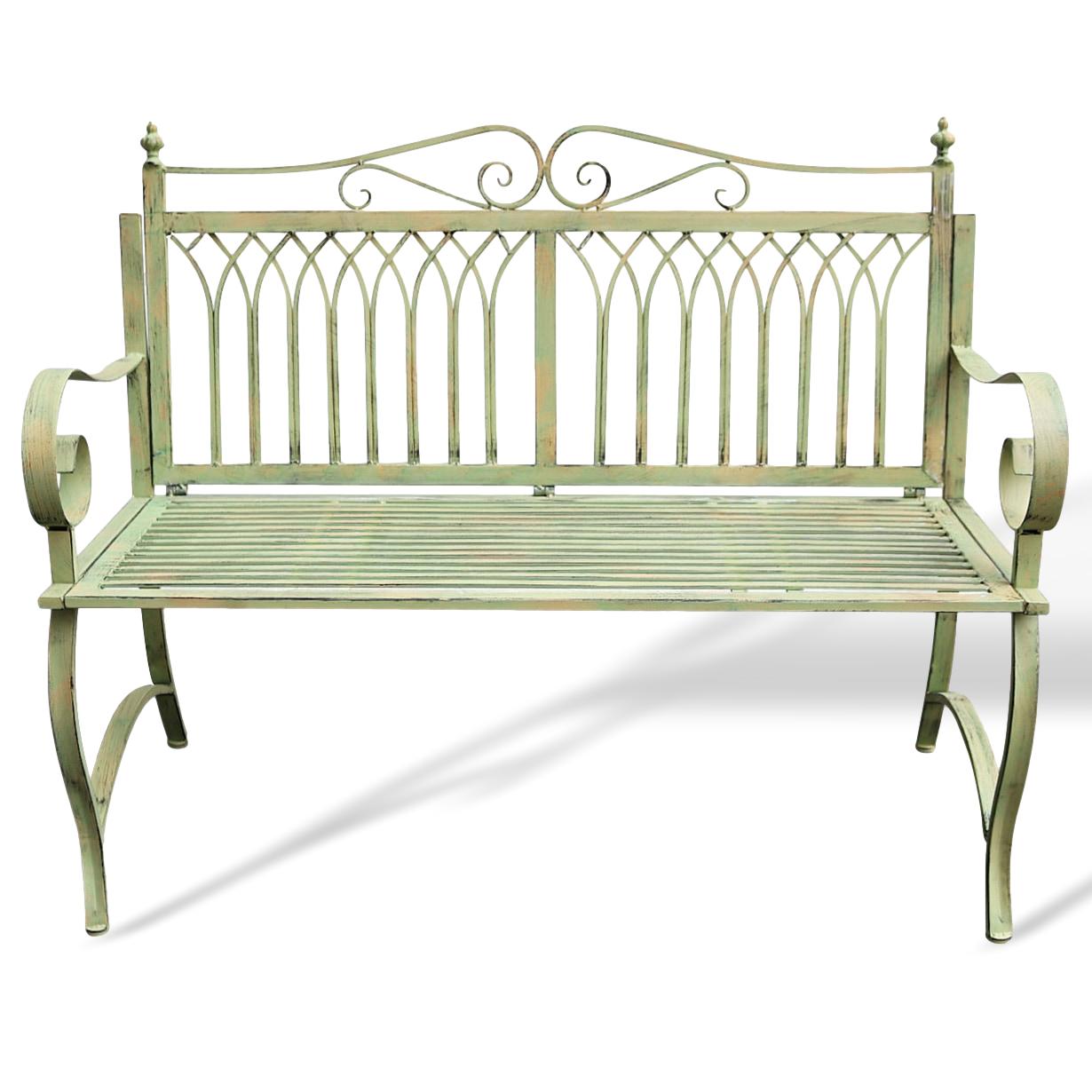 Gartenbank Bank Antik-Stil Garten Metall Eisen grün Gartenmöbel Parkbank 119cm