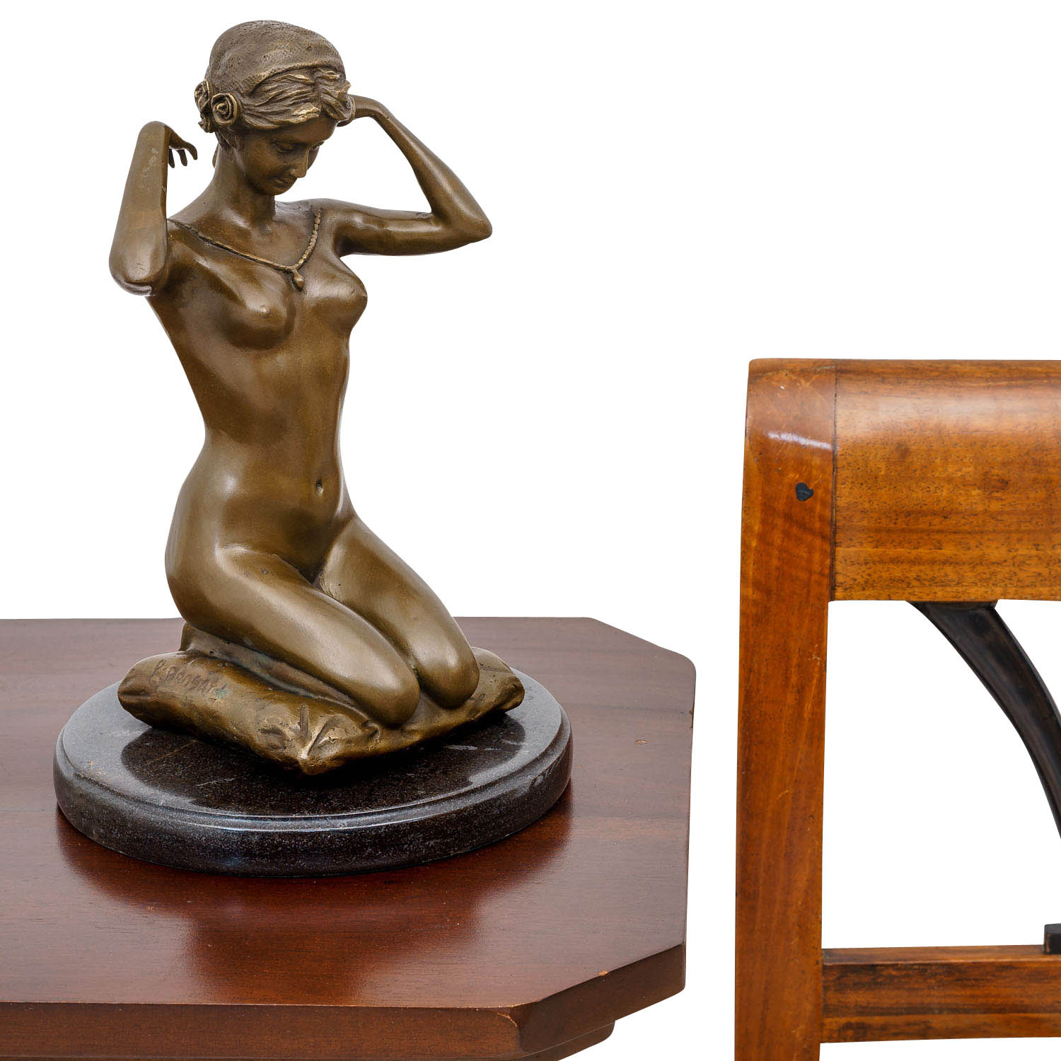 YB139-1 Bronzefigur kniende Frau nach Paul Ponsard Bronze Skulptur 28cm Replik Kopie