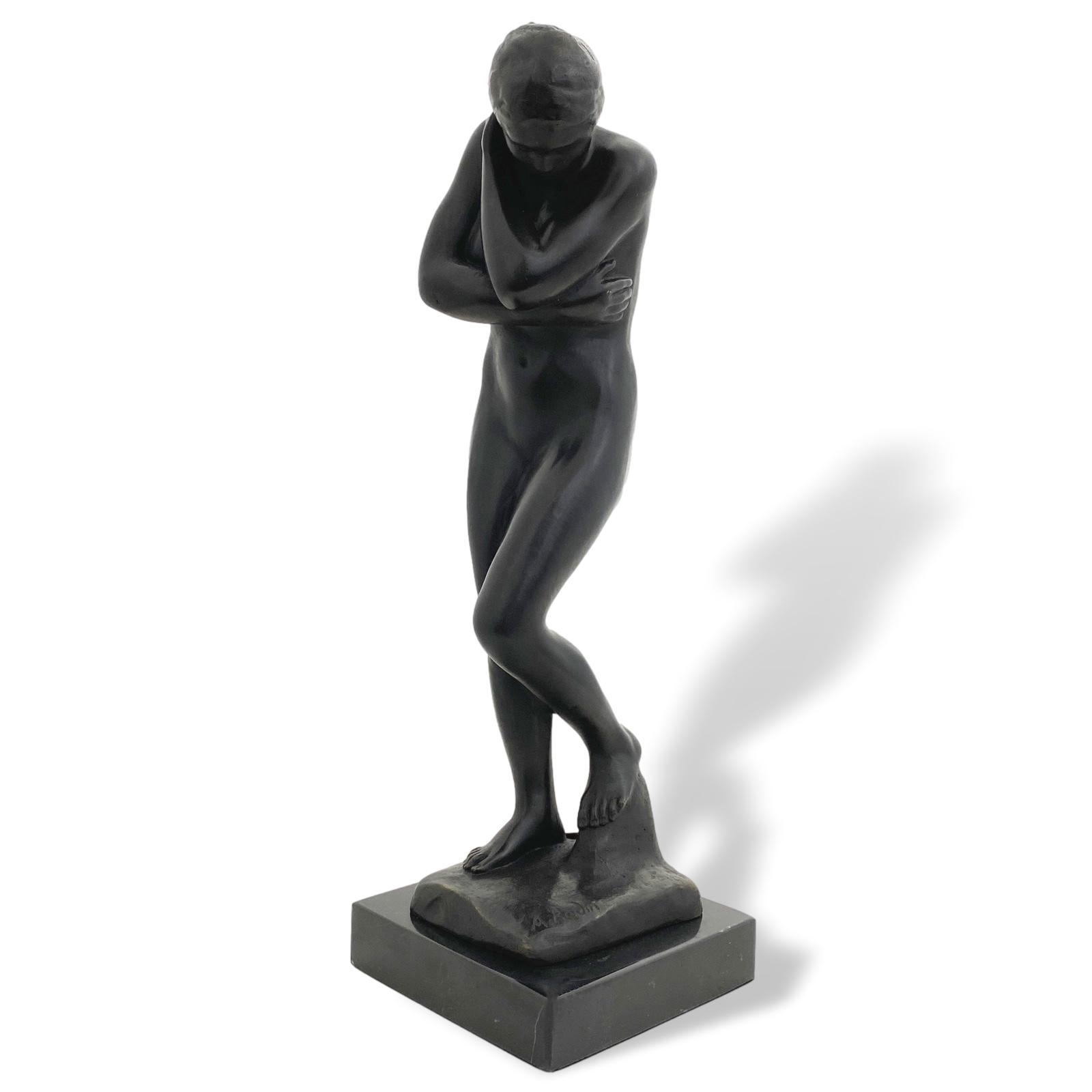 Bronzefigur nach Rodin Eva Figur Garten Eden Bronze Skulptur Antik-Stil 30cm Akt