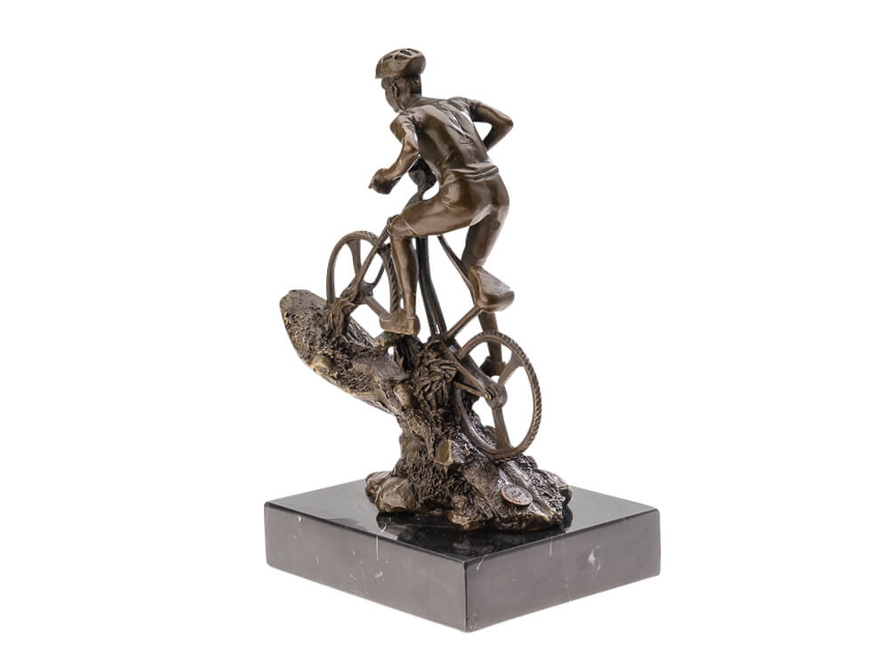 Statuette style trophée - cycliste sur vélo - bronze - 25 cm