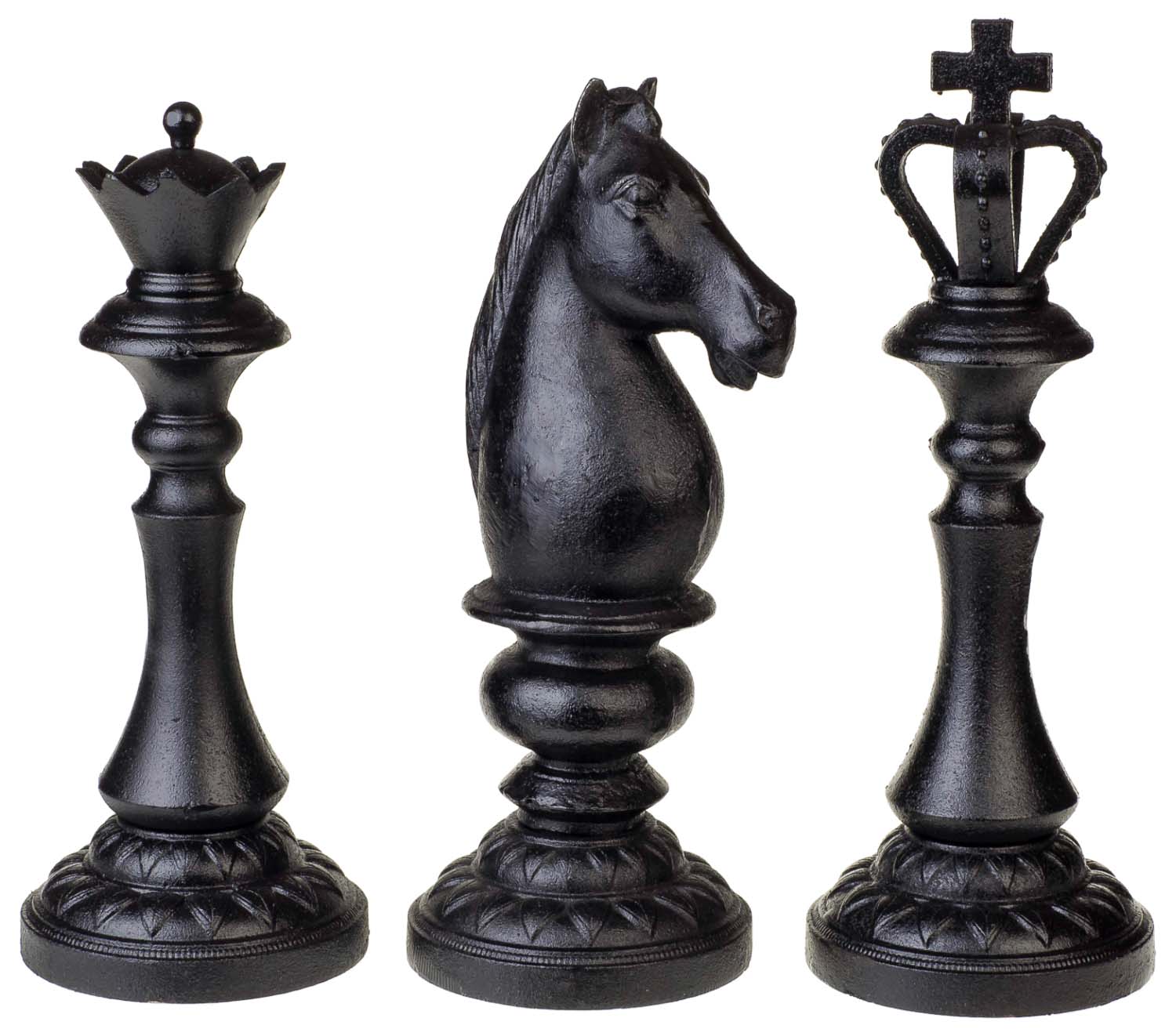 Schachfiguren 34cm Figur Pferd König Dame Schach Gusseisen Eisen im Antik-Stil