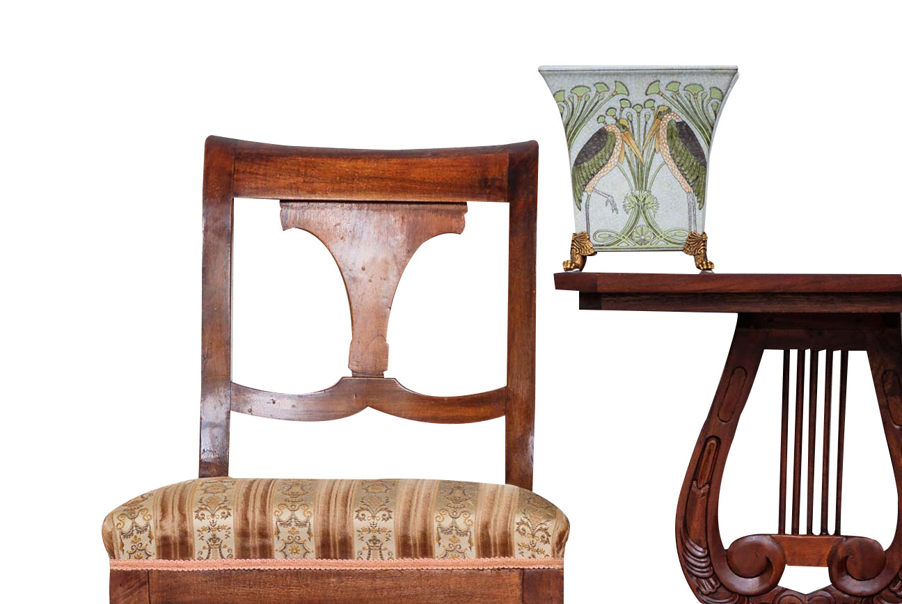 Schale Pflanzschale Vogel Porzellan Messing Antik-Stil 22cm