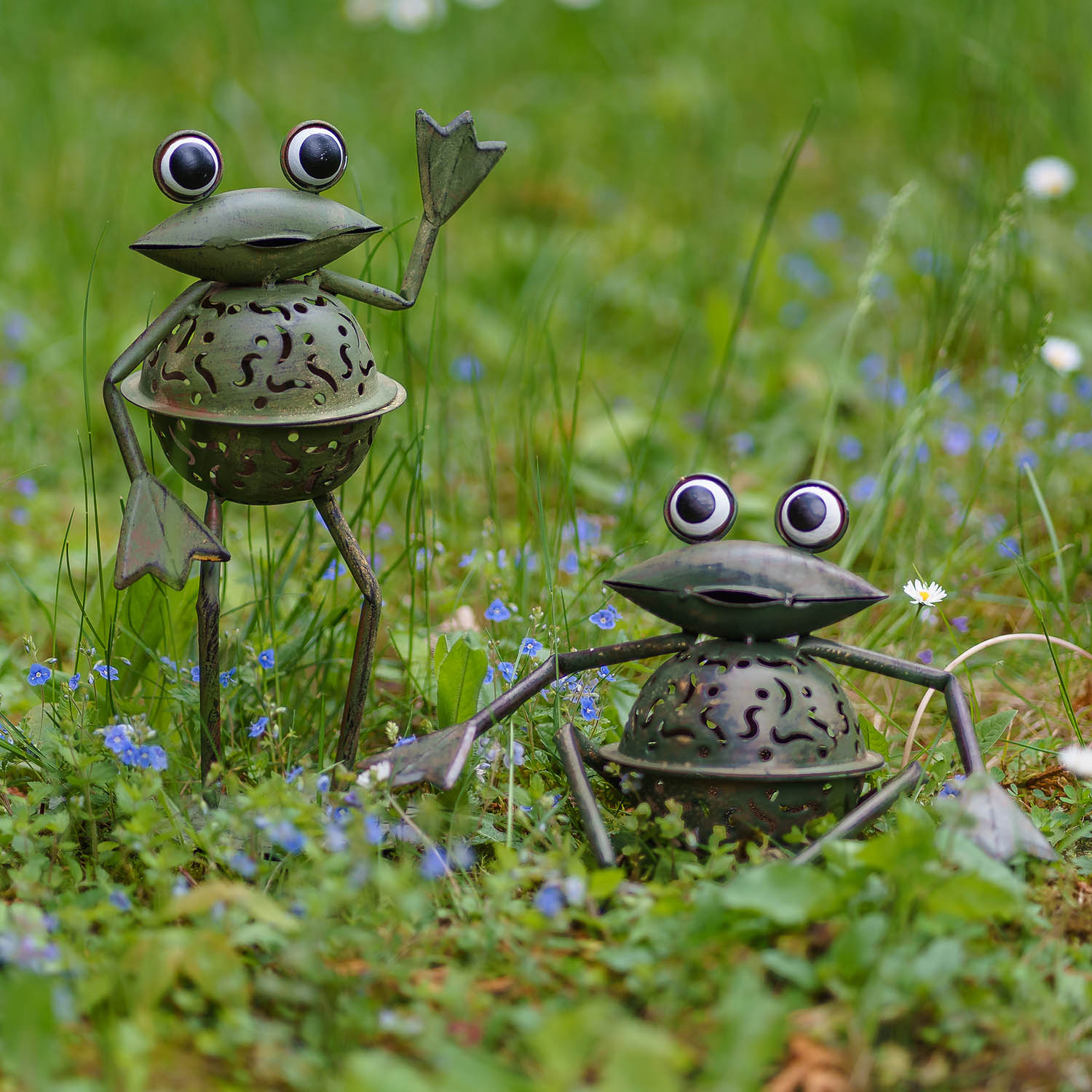 2x Windlicht Frosch Teelichthalter Frösche Garten garden tealight holder frog