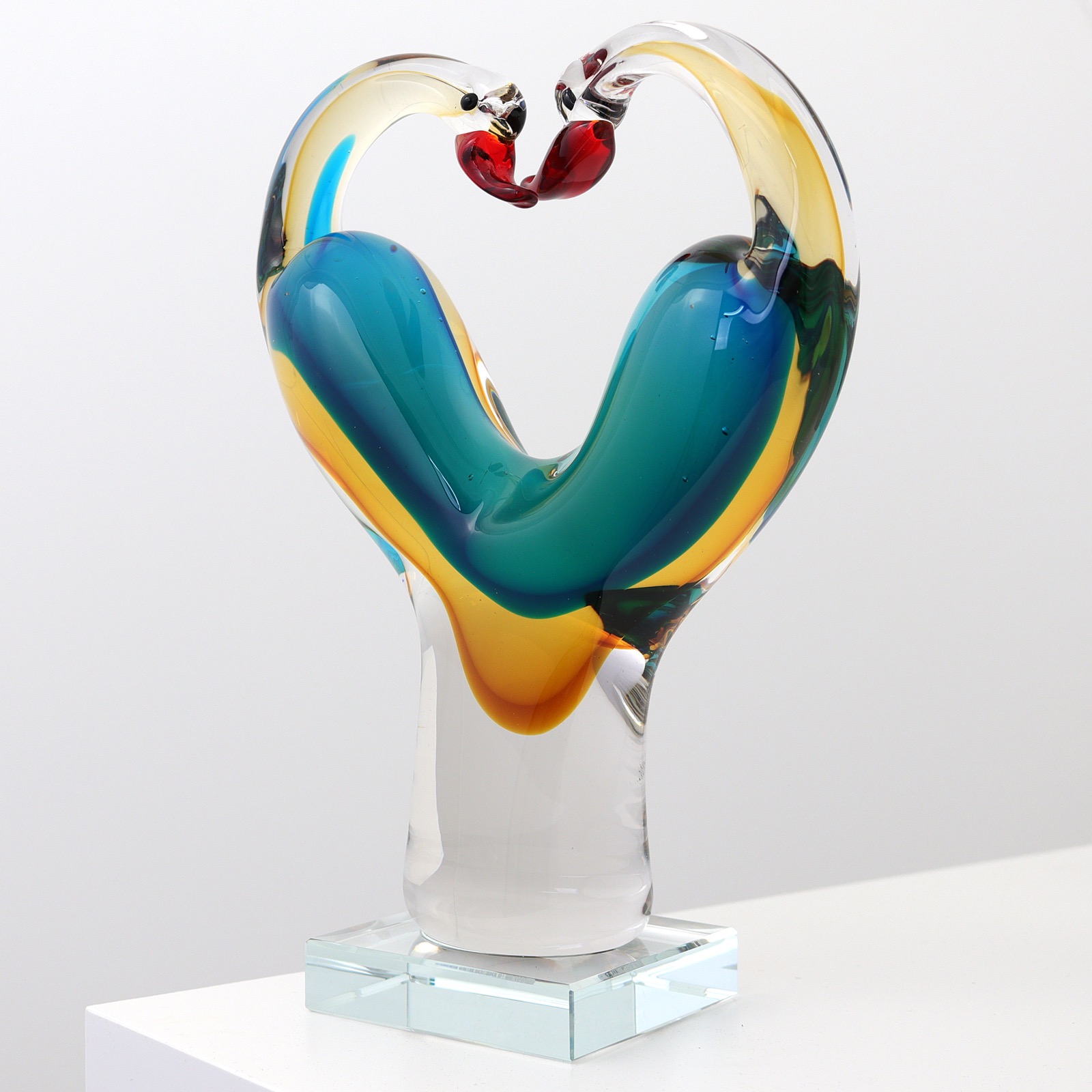 Glasskulptur Glasfigur Figur Skulptur Liebe Glas Paar Liebespaar Hochzeit 25cm