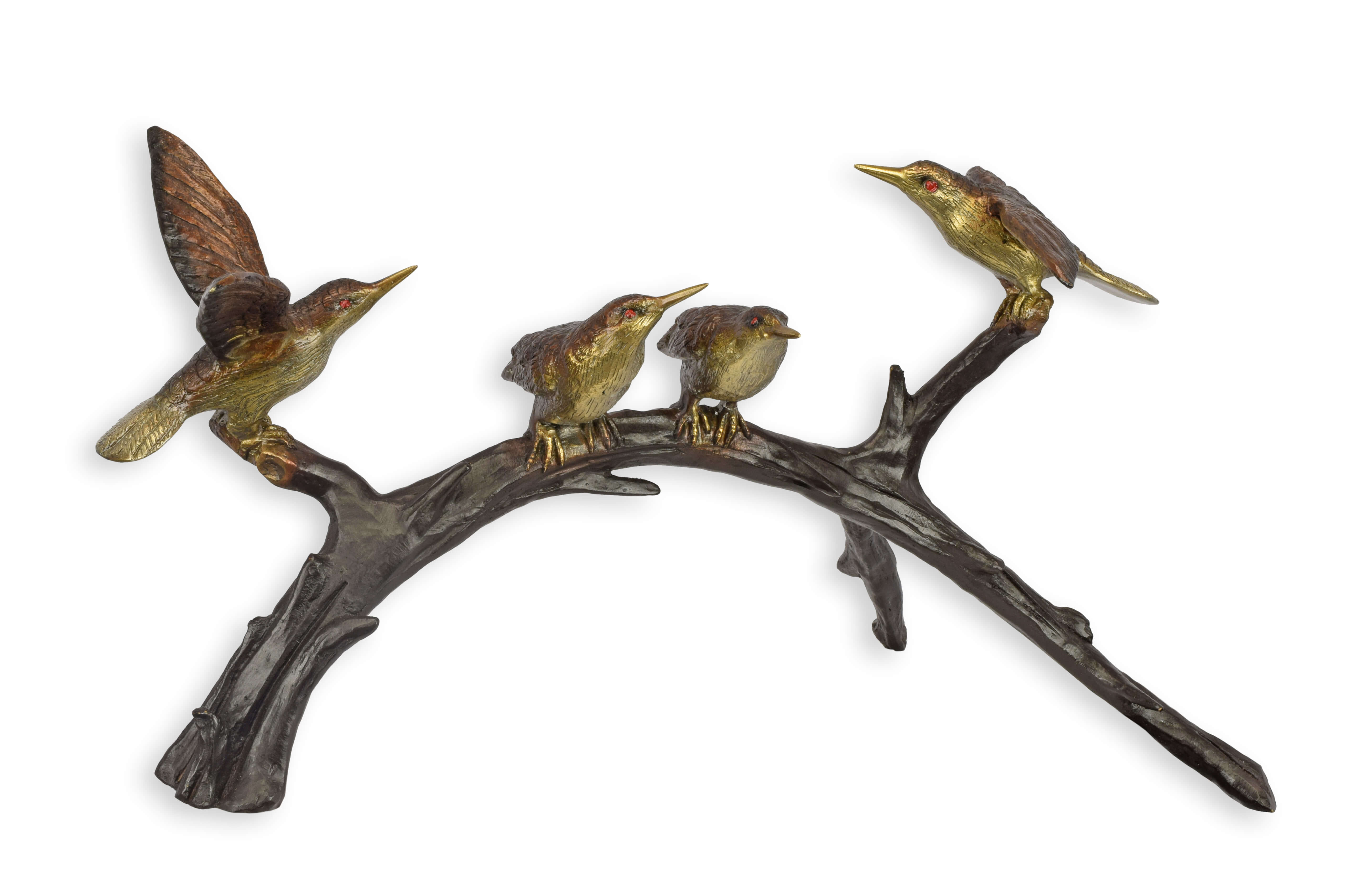 Figurine, Vögel, Ast, Kolibris, Gold