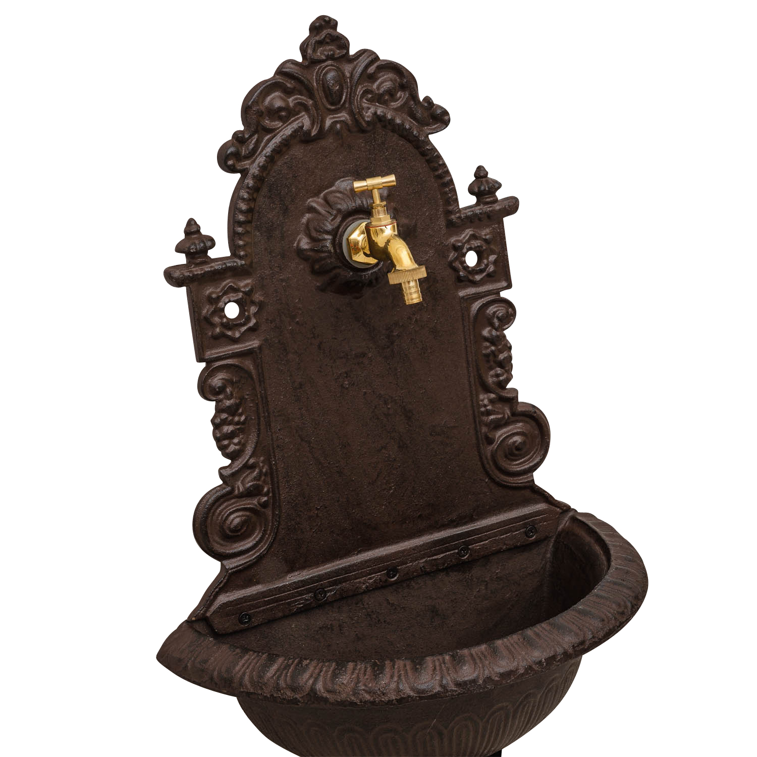 Waschbecken Wandbrunnen Garten Eisen Antik-Stil Brunnen braun 75cm