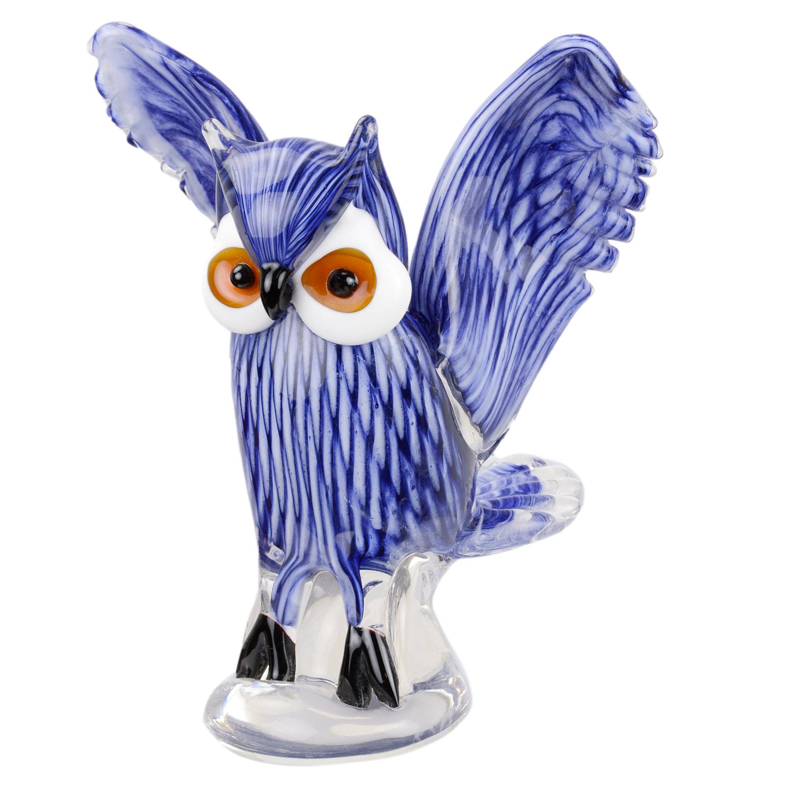 Figure en verre hibou grand-duc sculpture style-murano hibou style-antique 30cm