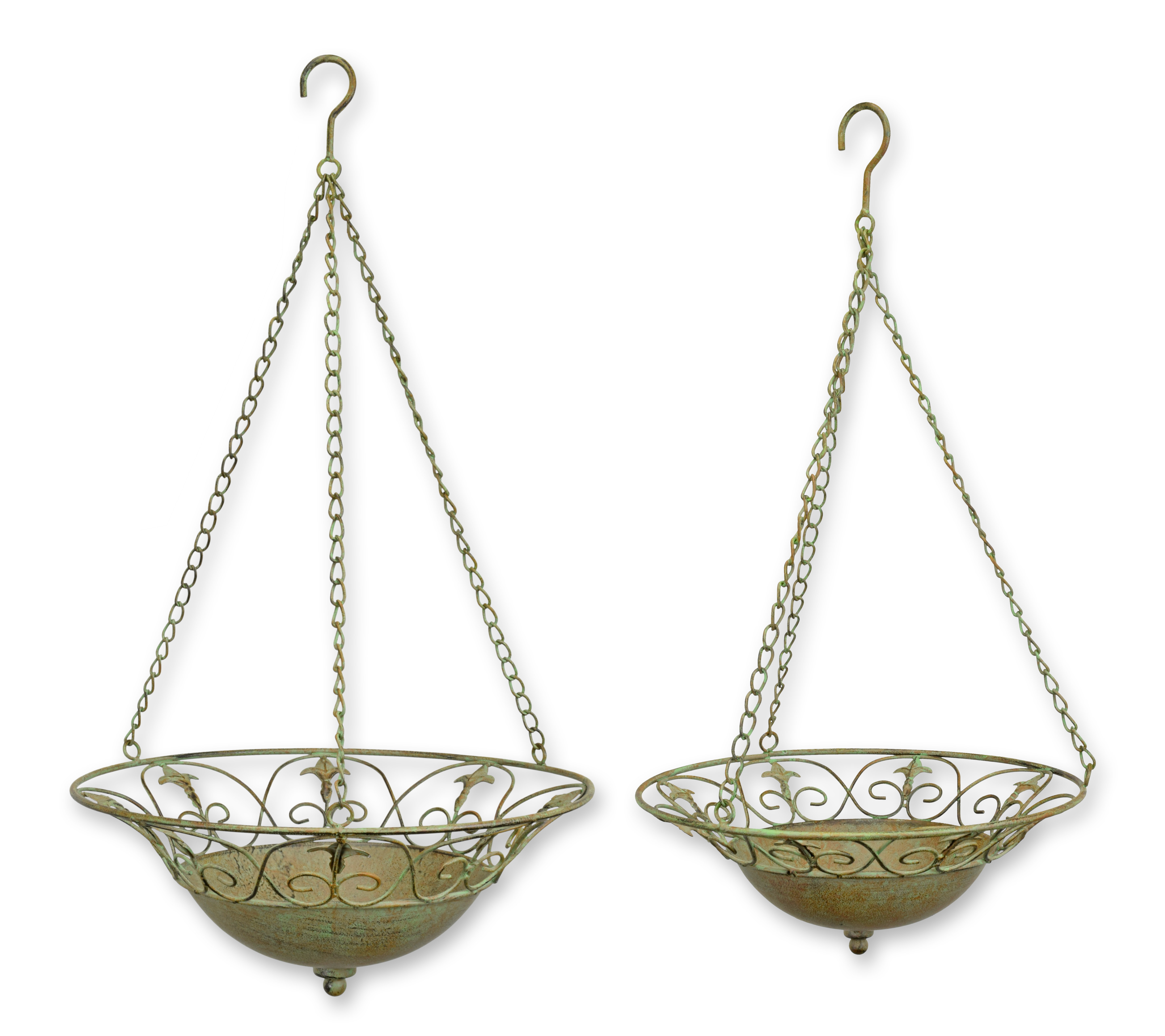 Une paire de paniers suspendus en fer réplique design rétro décoration Bronze