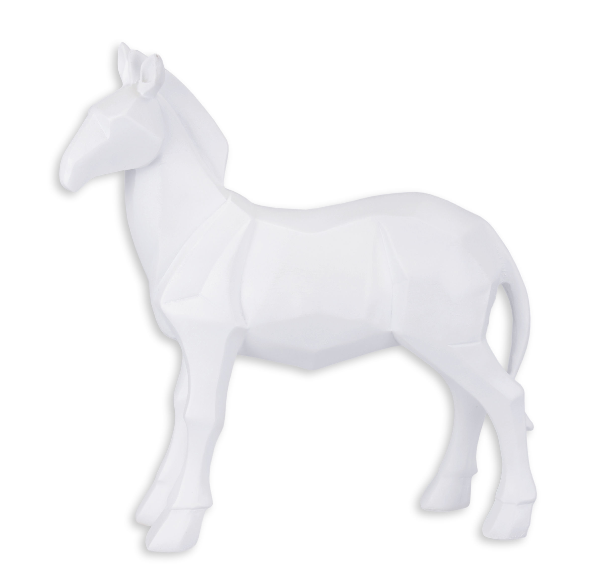 Figurine polygonale en résine représentant un cheval, blanche réplique design rétro décoration
