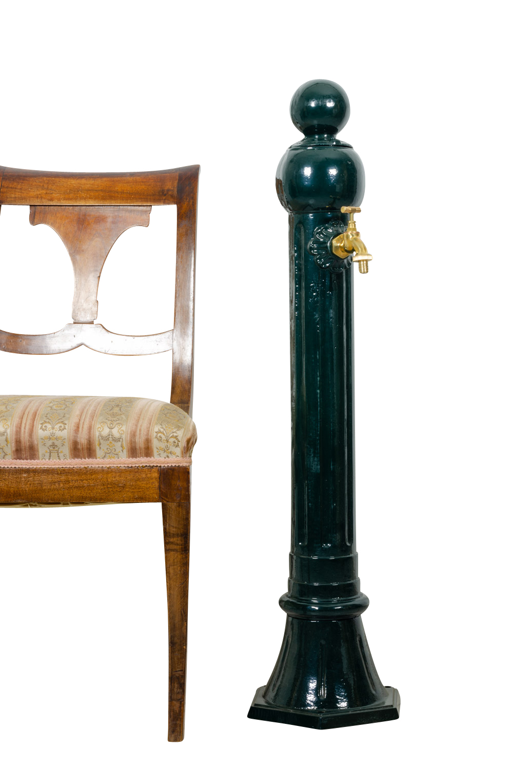 Standbrunnen 97cm Alu grün Brunnen Waschbecken Zapfsäule Antik-Stil