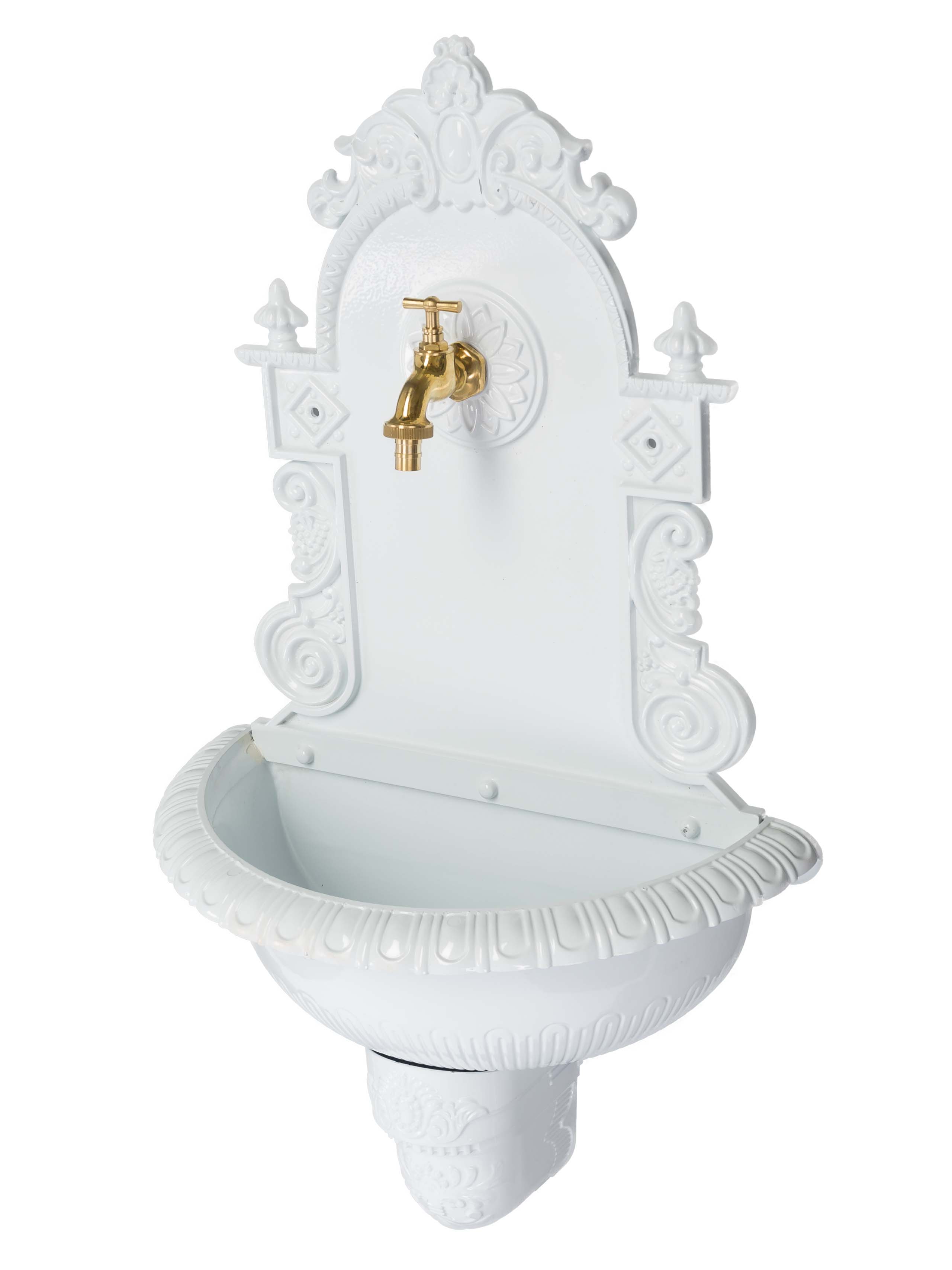 WASCHBECKEN WANDBRUNNEN WEIN GARTEN ALU WEISS ANTIK STIL BRUNNEN WASCHPLATZ BAD