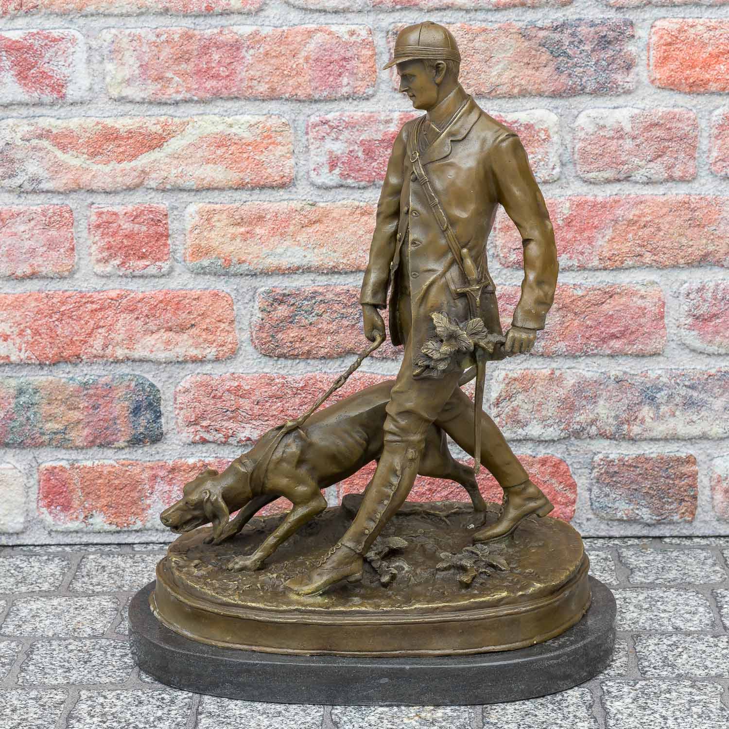 Bronzeskulptur Jäger nach Pierre Jules Mene Jagd Statue Figur 46cm Kopie Replik