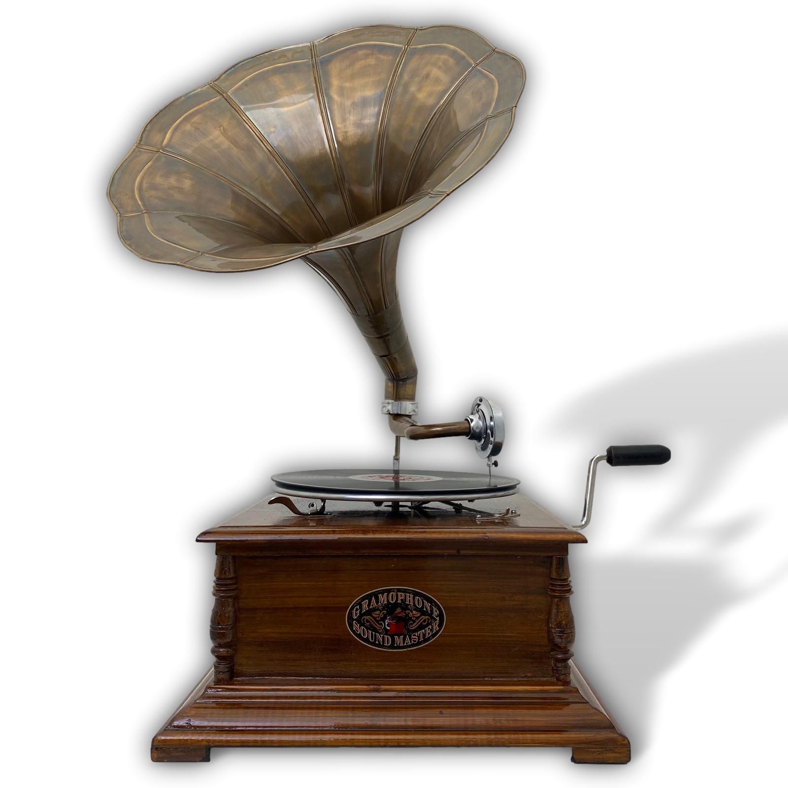 Grammophon Gramophone Dekoration Trichter Grammofon Messing Antik-Stil X03